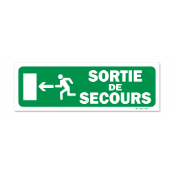 Panneau évacuation "sortie secours" + picto porte gauche