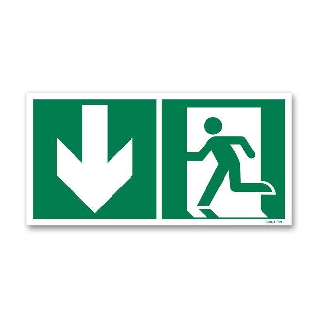 Panneau évacuation picto porte gauche descente 