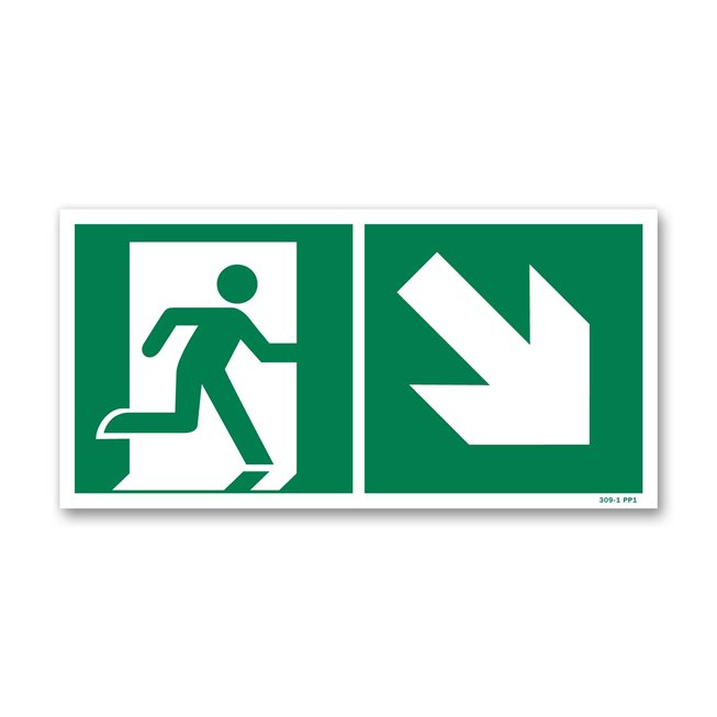 Panneau évacuation picto escalier droite descente photoluminescent Panneau évacuation picto escalier droite descente photoluminescent