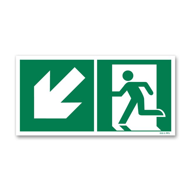 Panneau évacuation picto escalier gauche descente