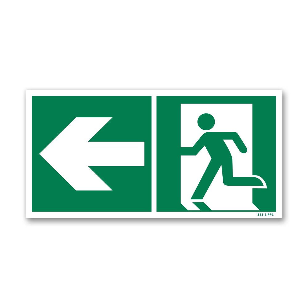 Towards left door picto evacuation sign Panneau évacuation picto vers porte gauche