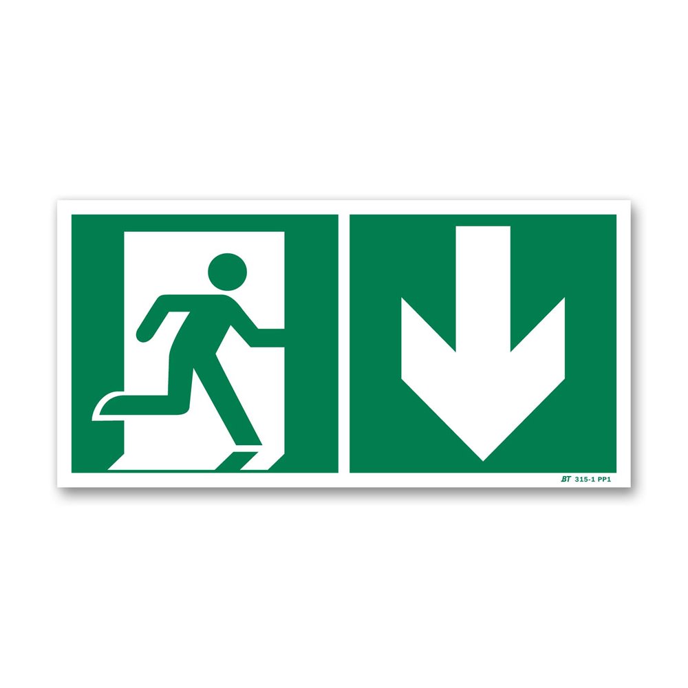 Right door descent photoluminescent picto evacuation sign Panneau évacuation picto porte droite descente photoluminescent