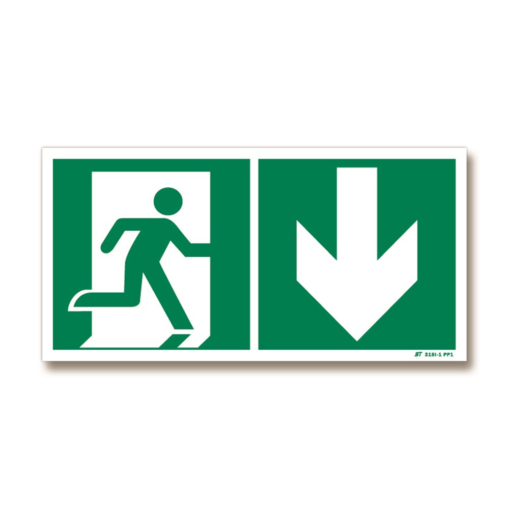 Right door + down arrow picto evacuation sign Panneau évacuation picto porte droite + flèche bas