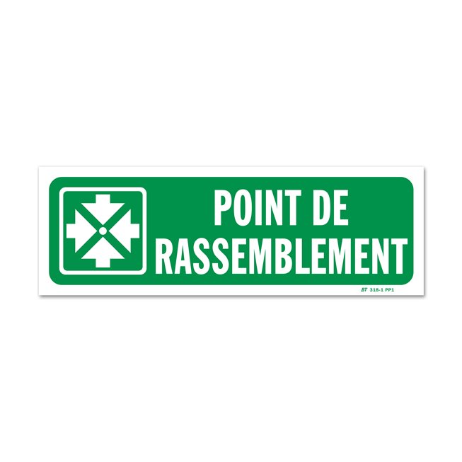 Panneau évacuation picto "point de rassemblement" horizontal Panneau évacuation picto "point de rassemblement" horizontal