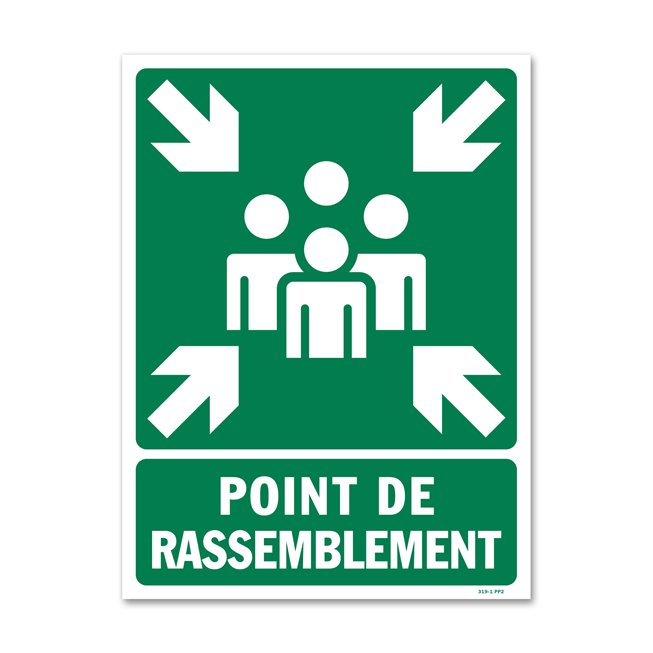 Panneau évacuation picto "point de rassemblement" vertical