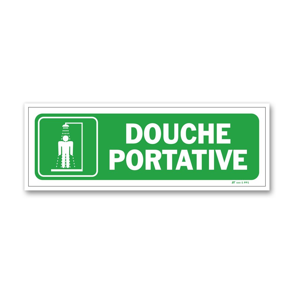 Portable shower evacuation sign Panneau évacuation "douche portative"
