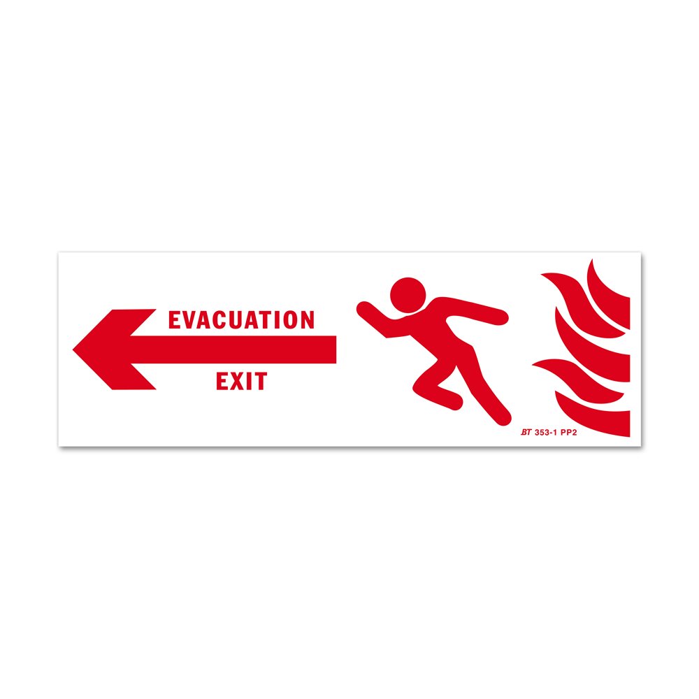 Fire evacuation sign exit on the right Panneau évacuation incendie exit droite