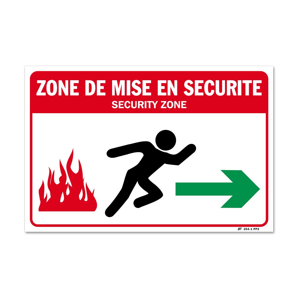 Panneau évacuation mise en sécurité droite