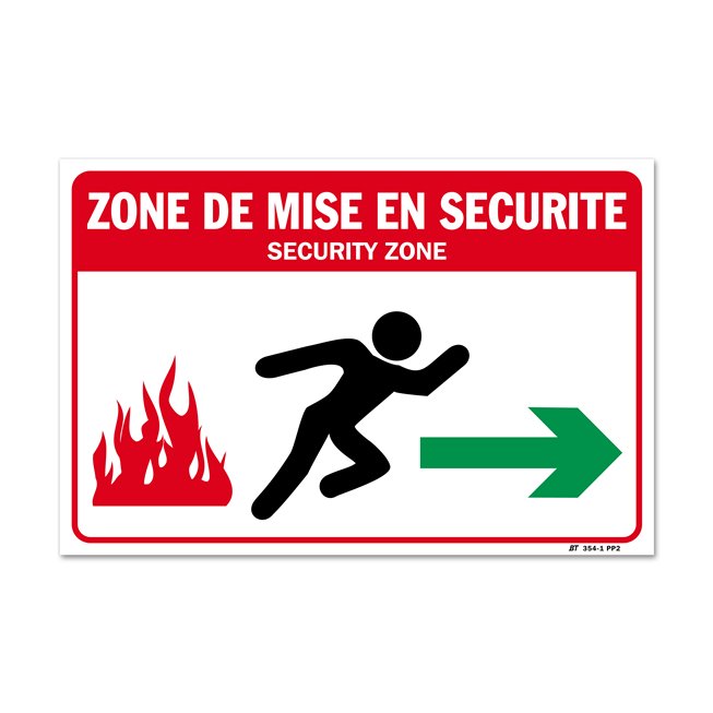Panneau évacuation mise en sécurité droite