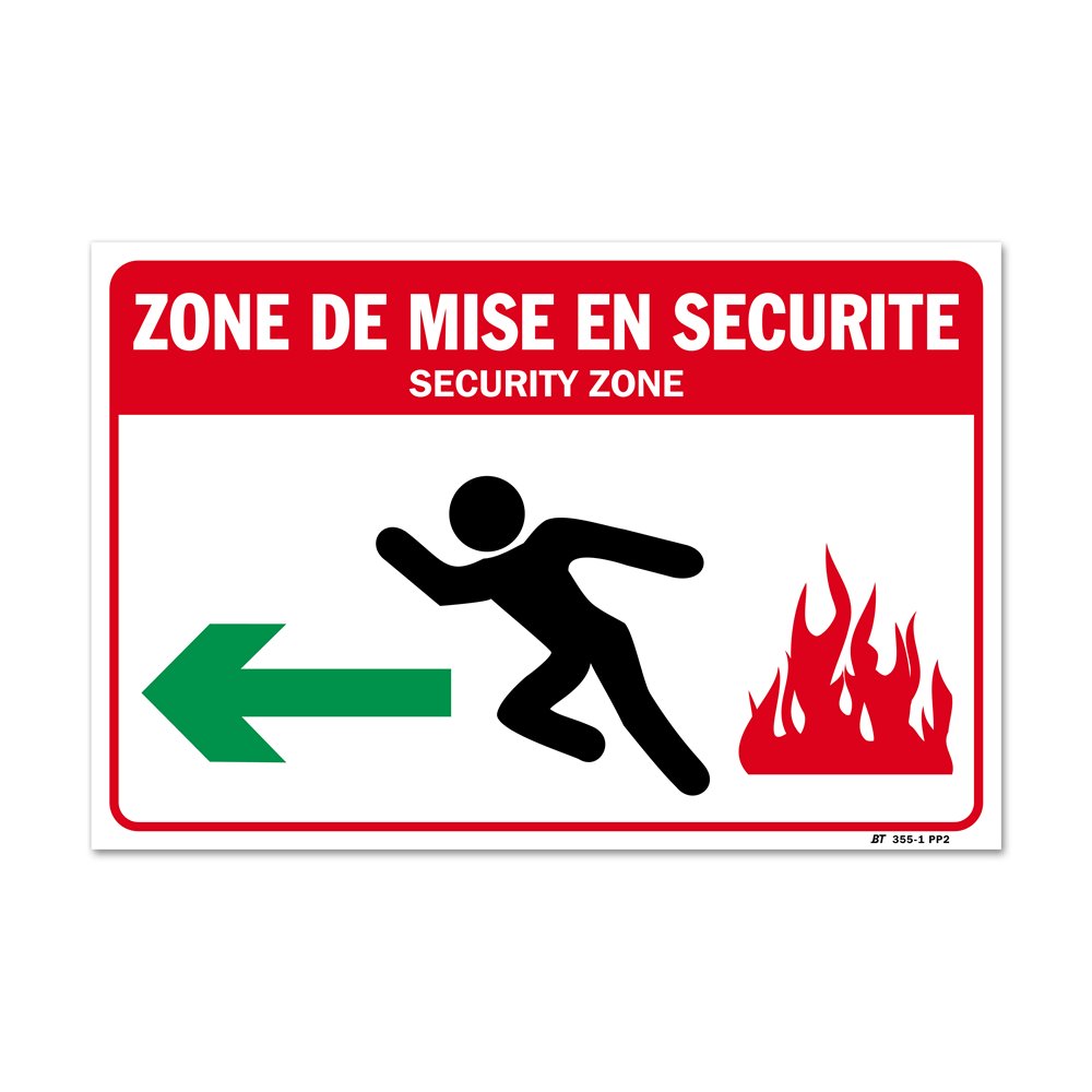 Panneau évacuation mise en sécurité gauche