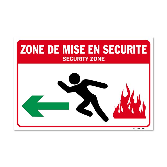 Panneau évacuation mise en sécurité gauche
