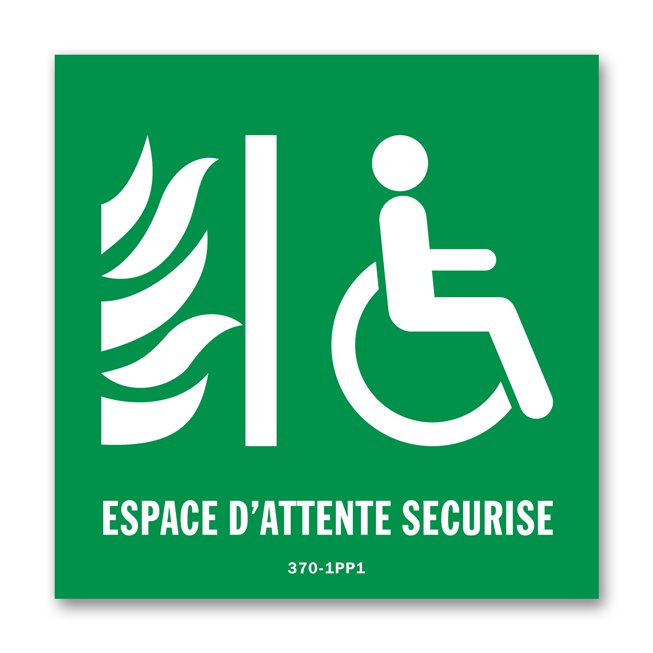 Panneau évacuation espace d'attente sécurisée