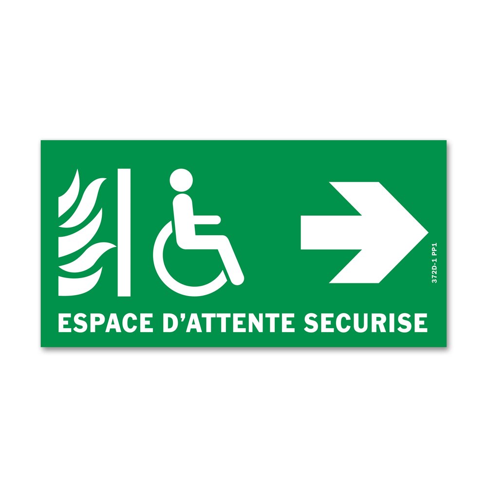 Panneau évacuation espace d’attente sécurisé droite Panneau évacuation espace d’attente sécurisé droite