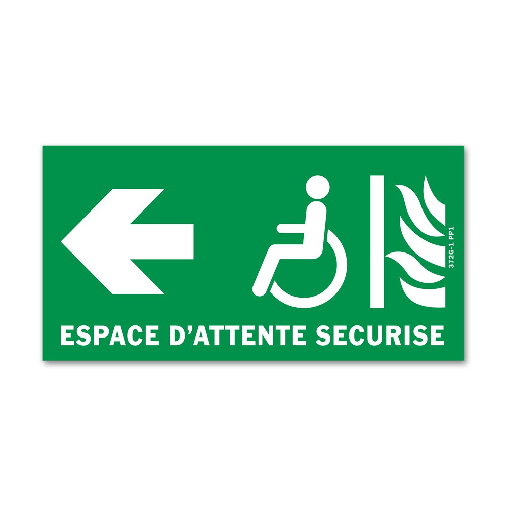 Panneau évacuation espace d’attente sécurisé gauche