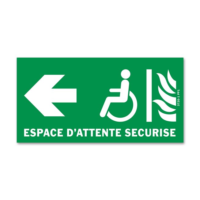 Panneau évacuation espace d’attente sécurisé gauche