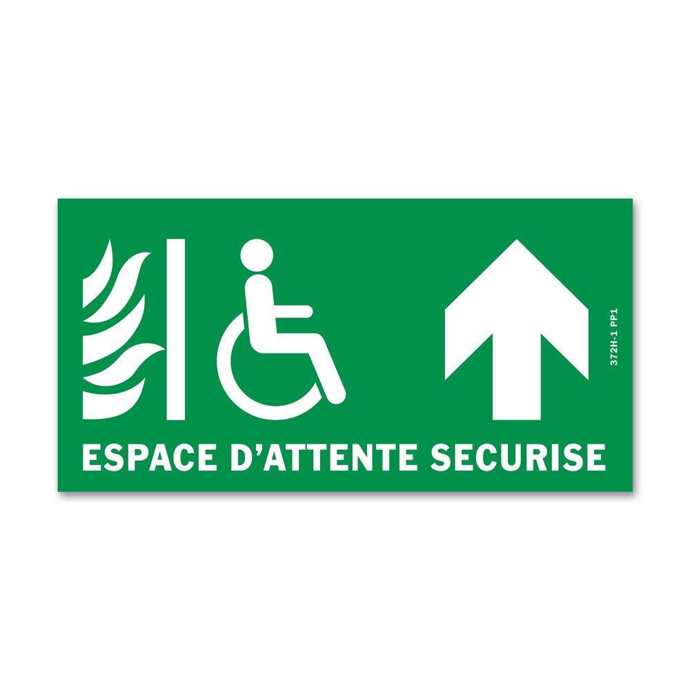 Panneau évacuation espace d’attente sécurisé haut