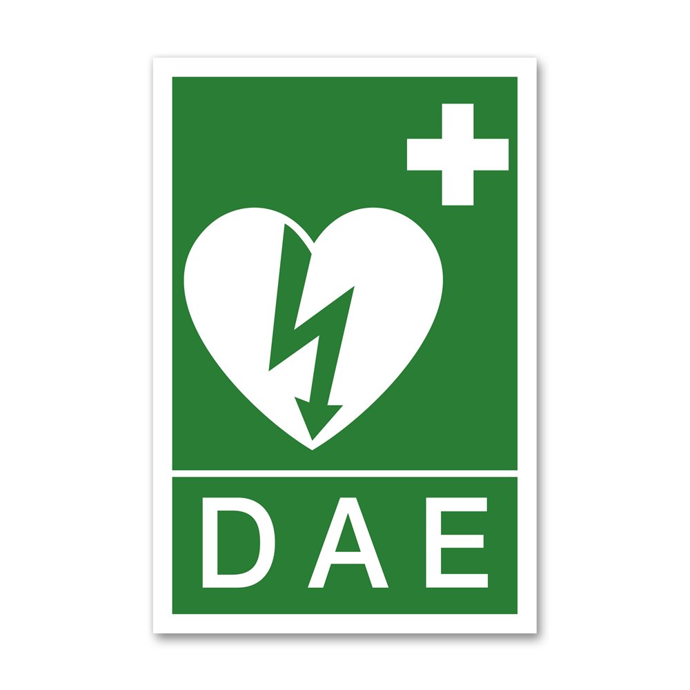 Evacuation sign with defibrillator picto EAD" Panneau évacuation picto défibrillateur "DAE"
