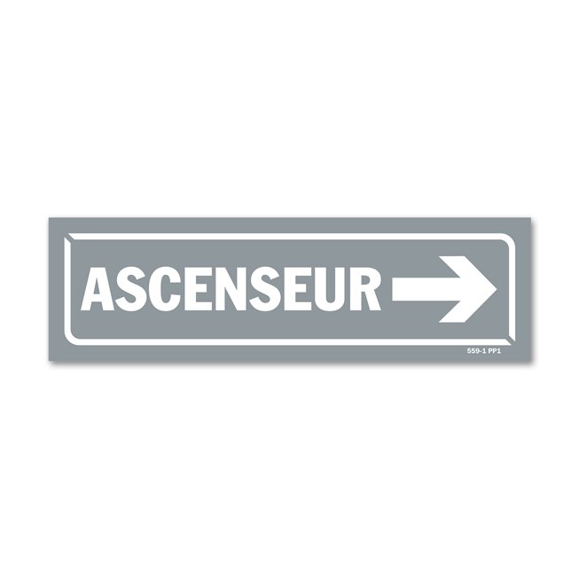 Panneau identification locaux "ascenseur flèche droite"