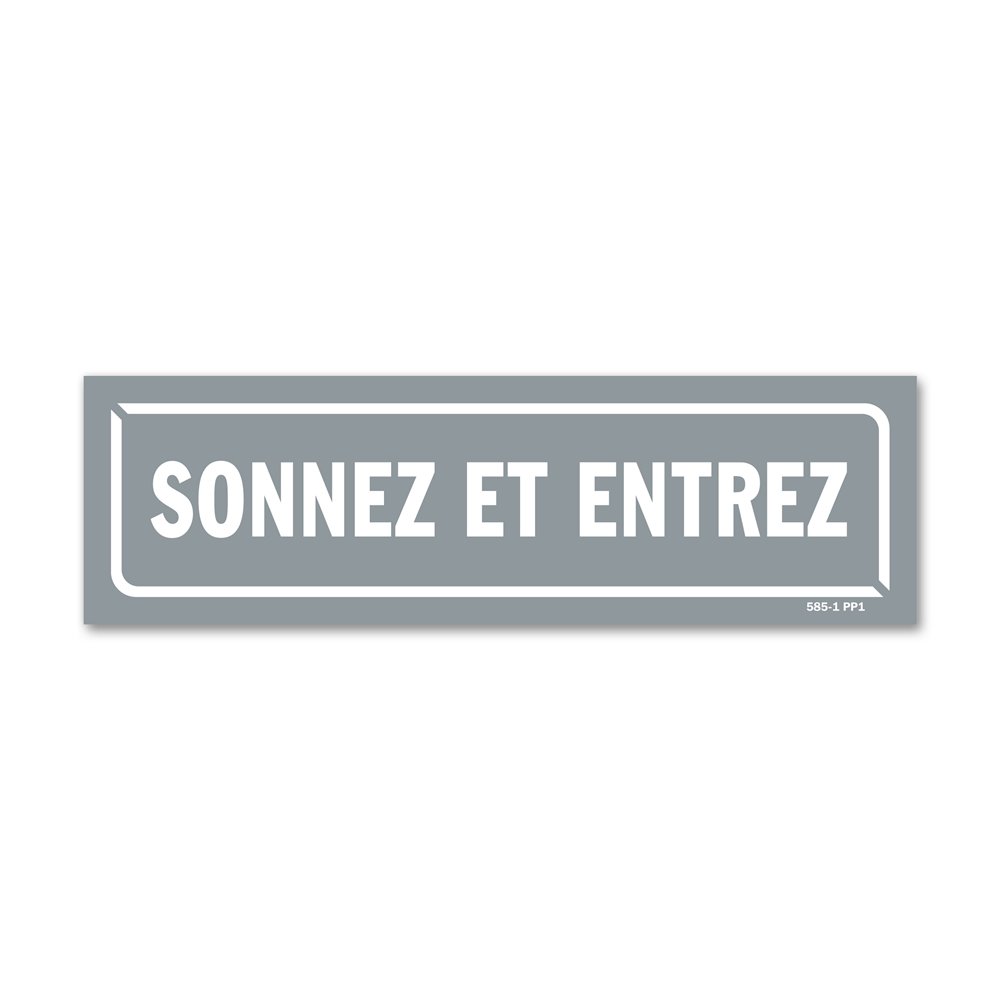 Panneau identification locaux "sonnez et entrez"
