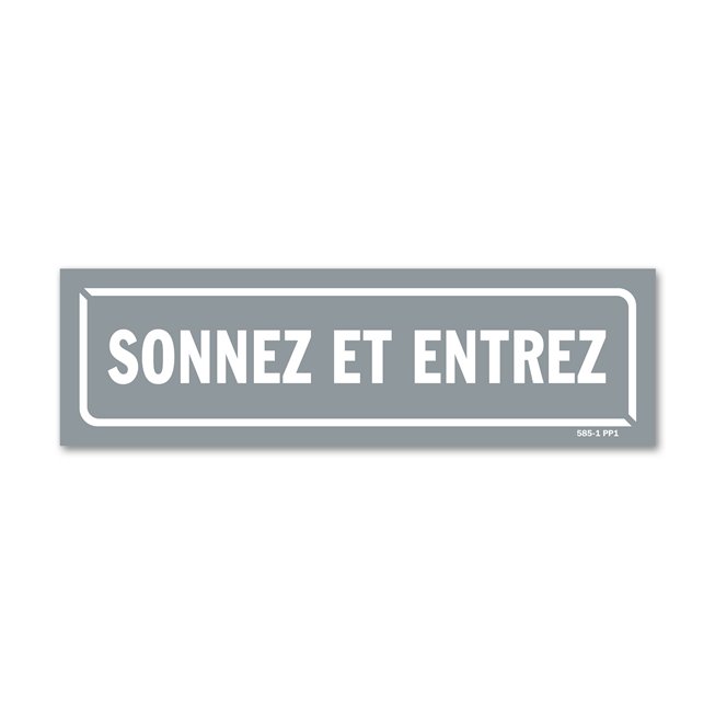 Panneau identification locaux "sonnez et entrez"