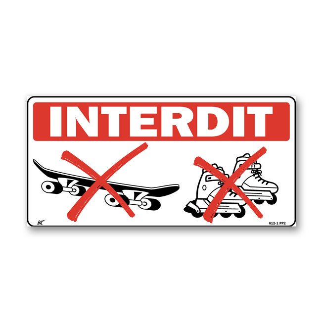 Panneau signalisation picto "interdit" aux rollers