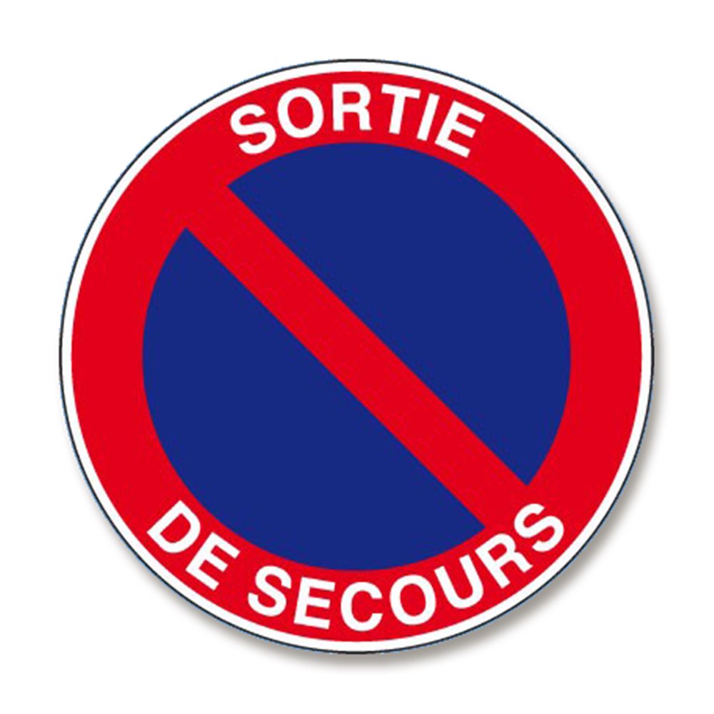 Picto of intrusive parking signpost "Emergency exit" Panneau signalisation picto stationnement genant "sortie de secours"