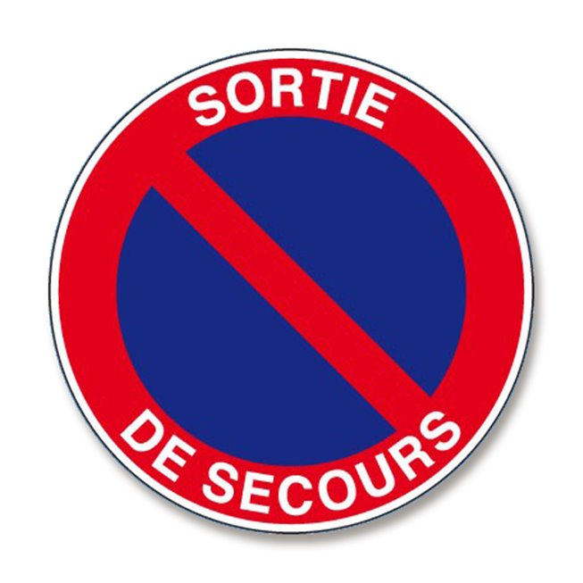 Panneau signalisation picto stationnement genant "sortie de secours"