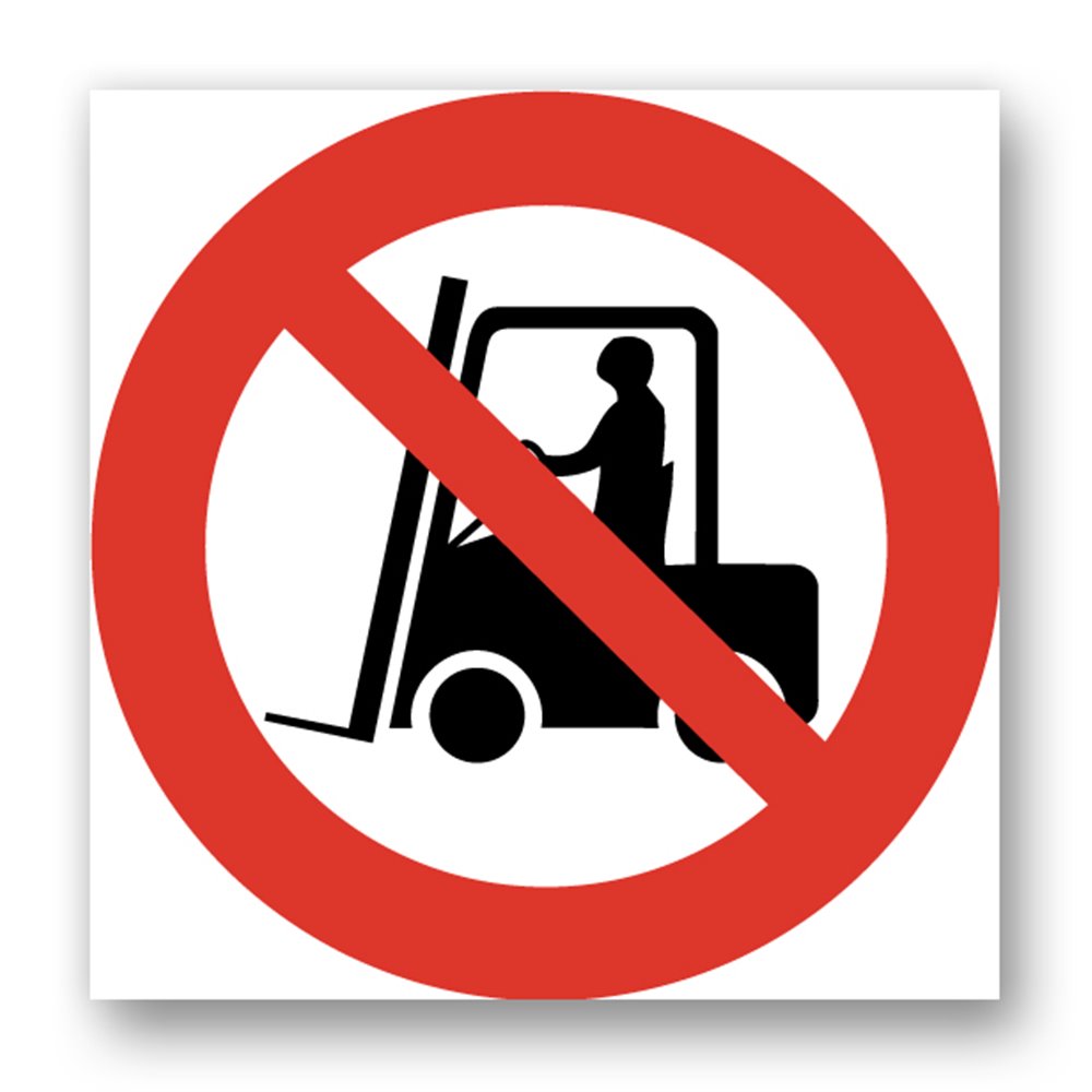 Picto of no-entry for materials handling vehicles signpost Panneau signalisation picto véhicules manutention interdits