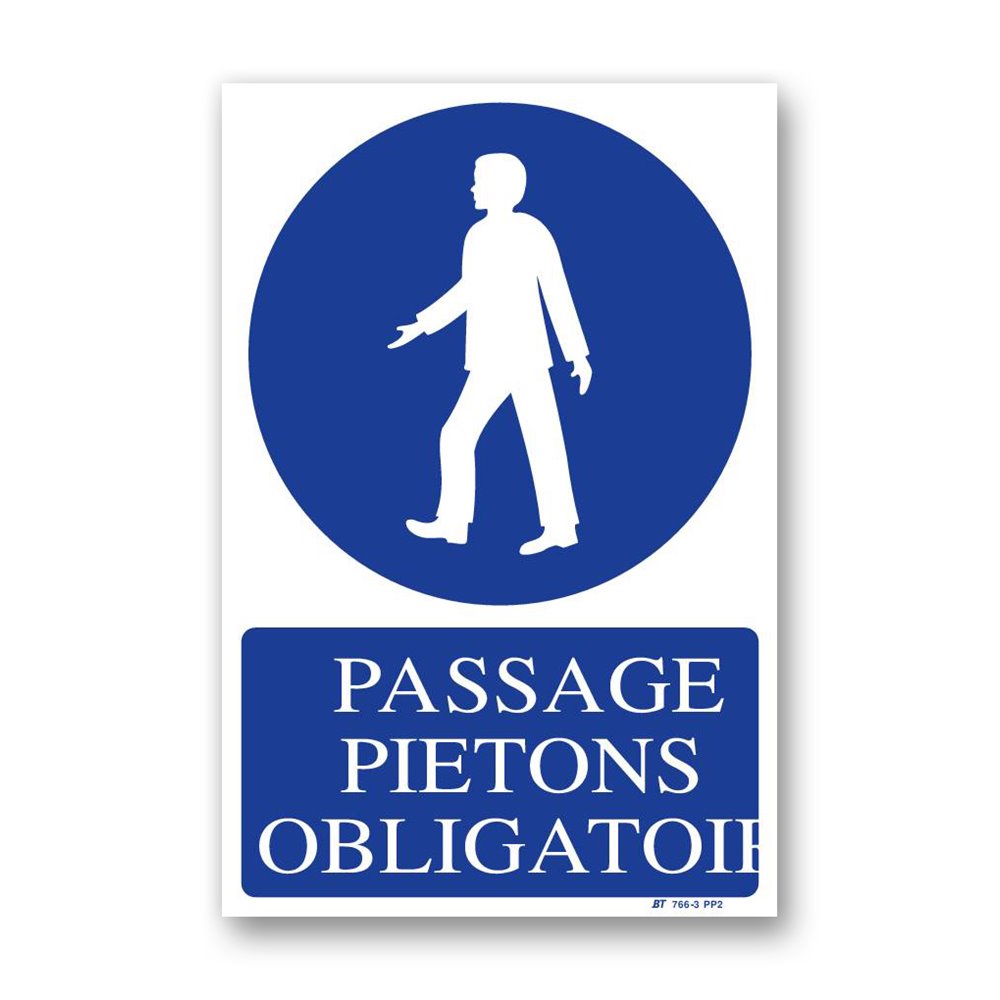 Signpost of mandatory pedestrian crossing signpost Panneau signalisation picto passage piéton obligatoire