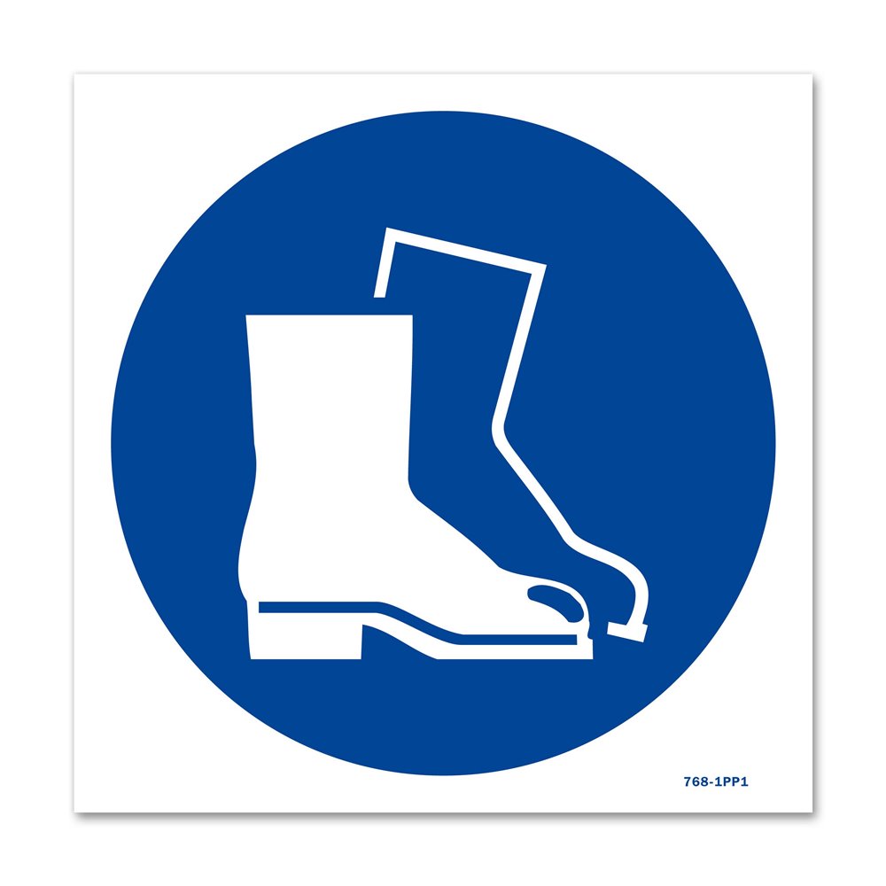 Picto of mandatory foot protection signpost Panneau signalisation picto protection obligatoire des pieds