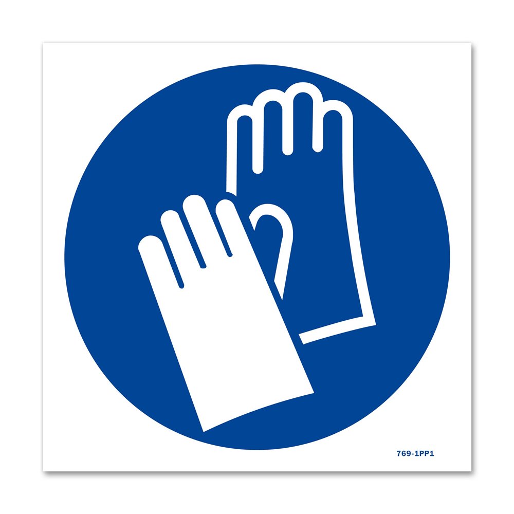 Picto of mandatory hand protection signpost Panneau signalisation picto protection obligatoire des mains