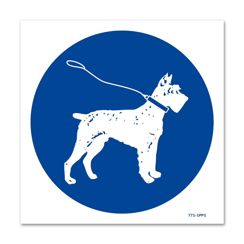 Picto of mandatory tether signpost Panneau signalisation picto laisse obligatoire
