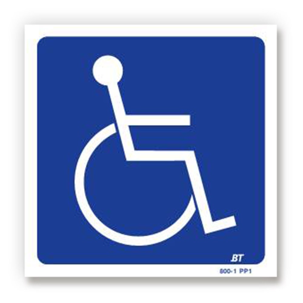 Autocollant logo Handicapé rond fond bleu Hancicap Handicaped