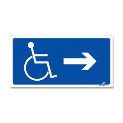 Panneau signalisation picto handicapé + flèche droite