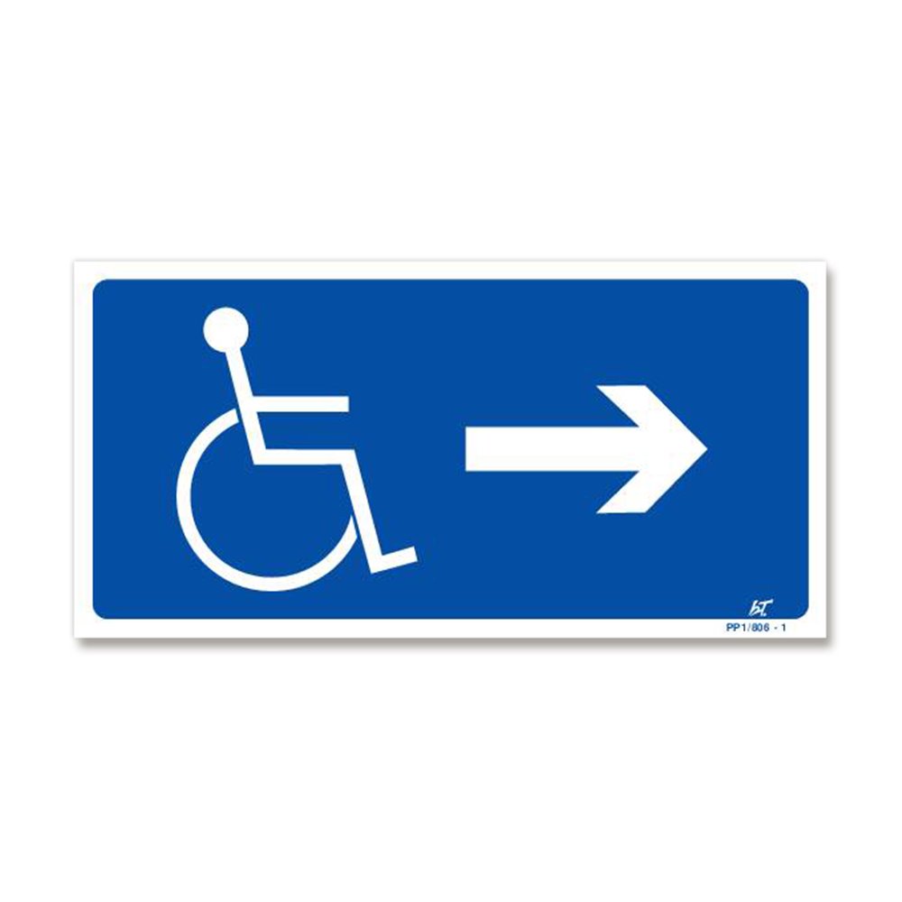 Picto of disabled person+right arrow signpost Panneau signalisation picto handicapé + flèche droite