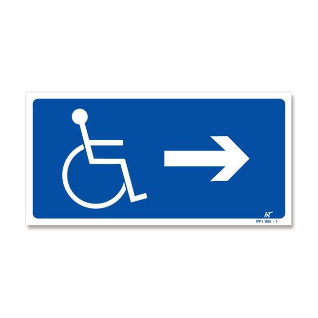 Panneau signalisation picto handicapé + flèche droite