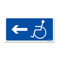 Panneau signalisation picto handicapé + flèche gauche