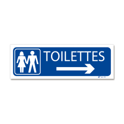 Panneau signalisation picto "toilettes" + flèche droite