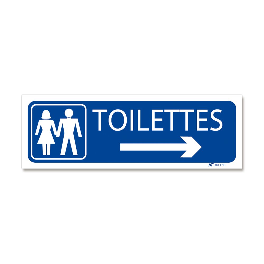 Panneau signalisation picto "toilettes" + flèche droite