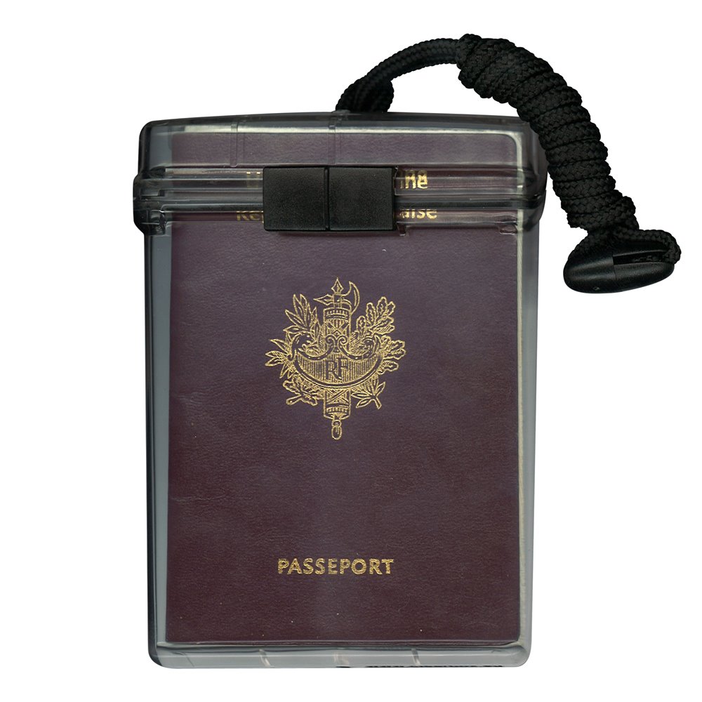 waterproof red passport holder with lanyard en