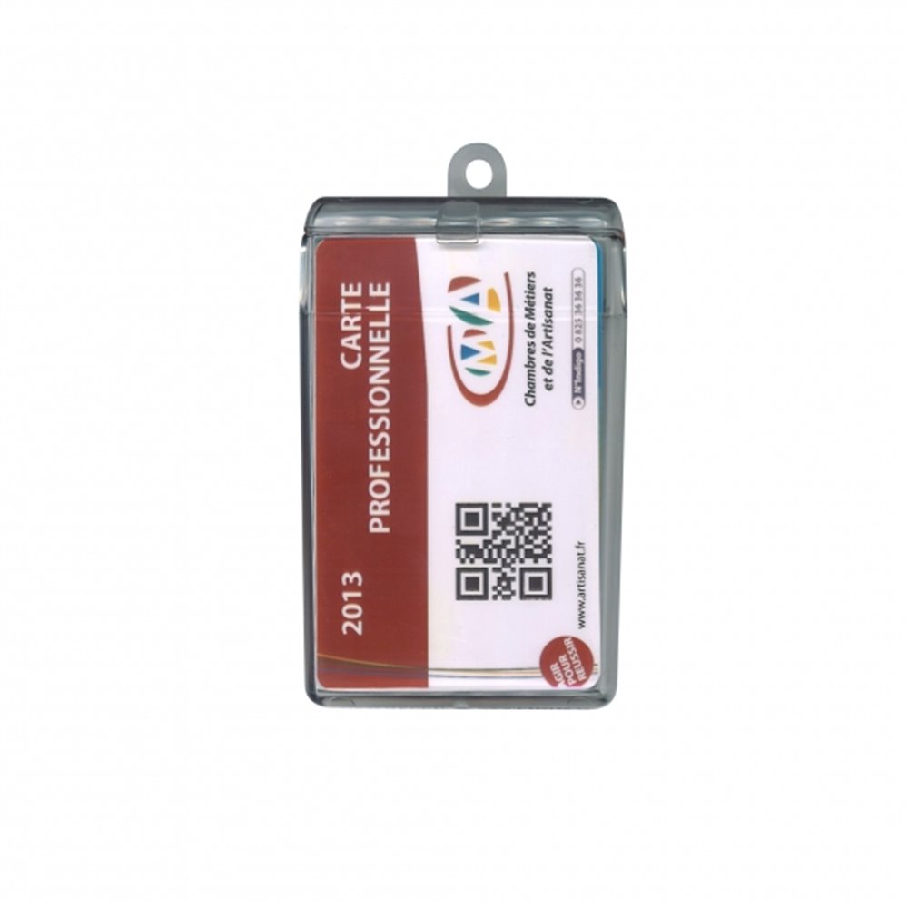 badge card on transparent badge holder case en