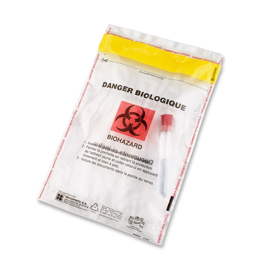 Pochette Biohazard pour prélèvements médicaux Pochette Biohazard pour prélèvements médicaux