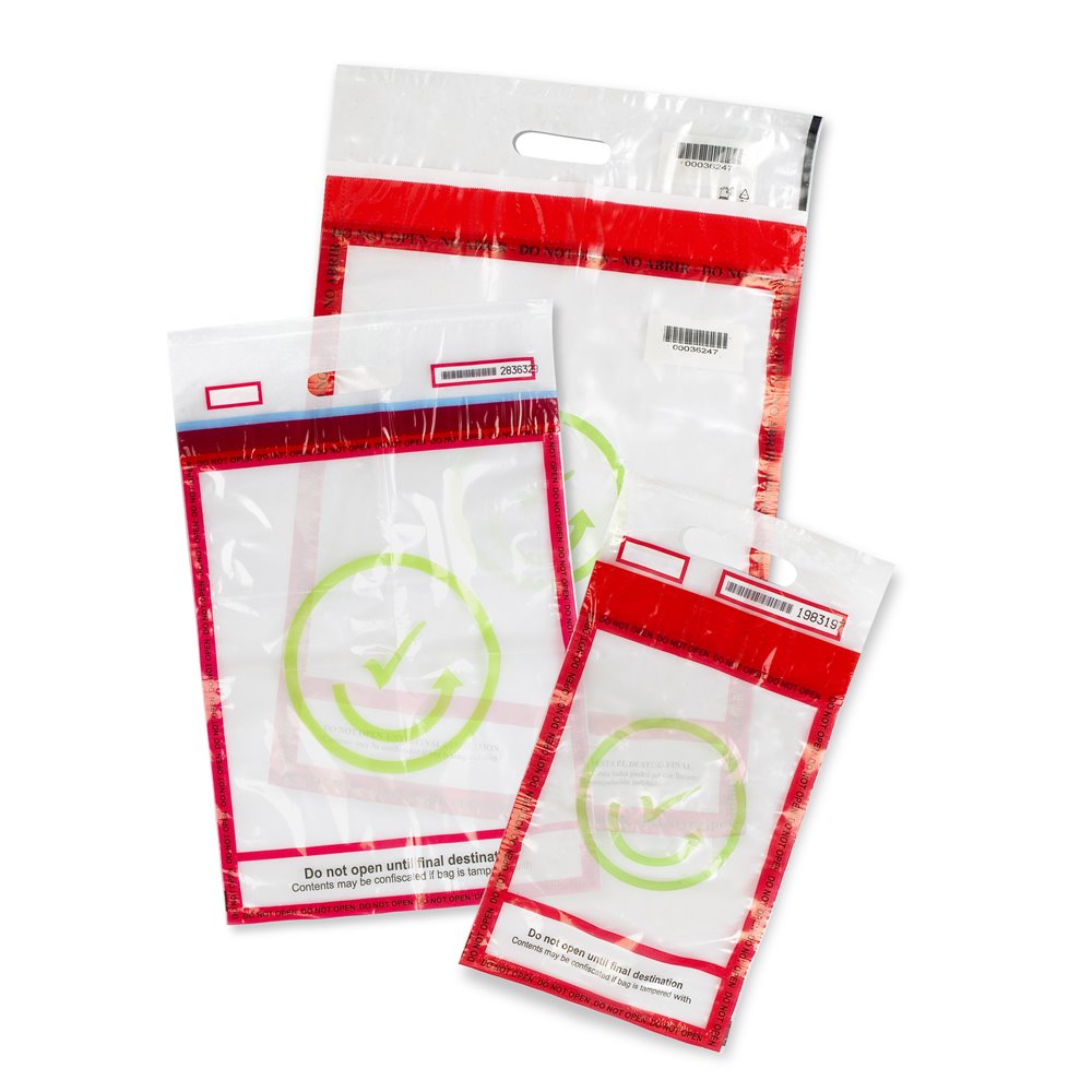 Sac duty free ICAO-STEB-Aeroport-Sécurisé & Inviolable trois pochettes douanieres de securite void differentes tailles