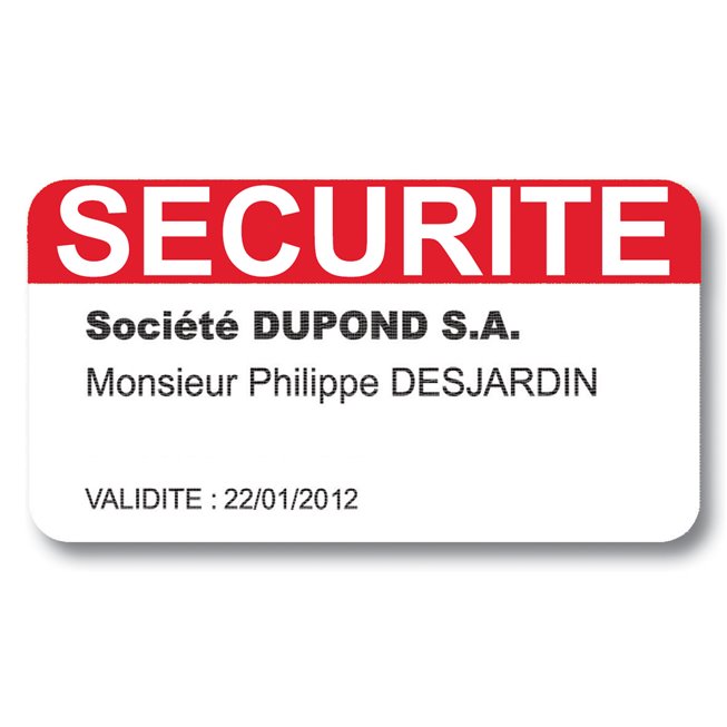 personnalised satin laserlab visitor access badge securite en