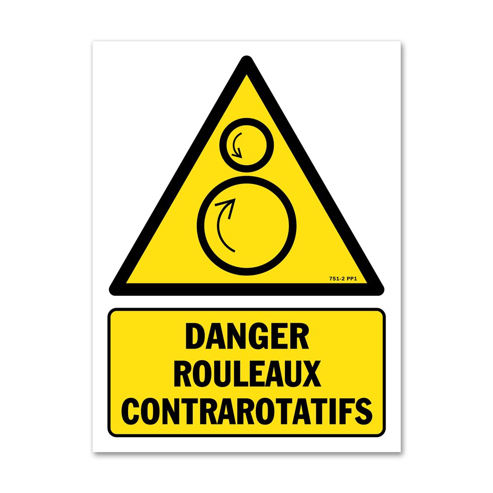 Panneau danger picto rouleaux contrarotatif