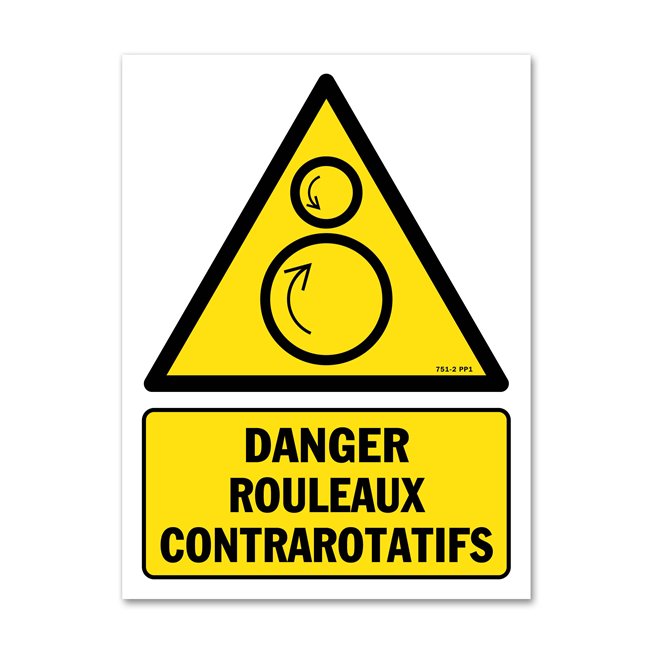 Panneau danger picto rouleaux contrarotatif