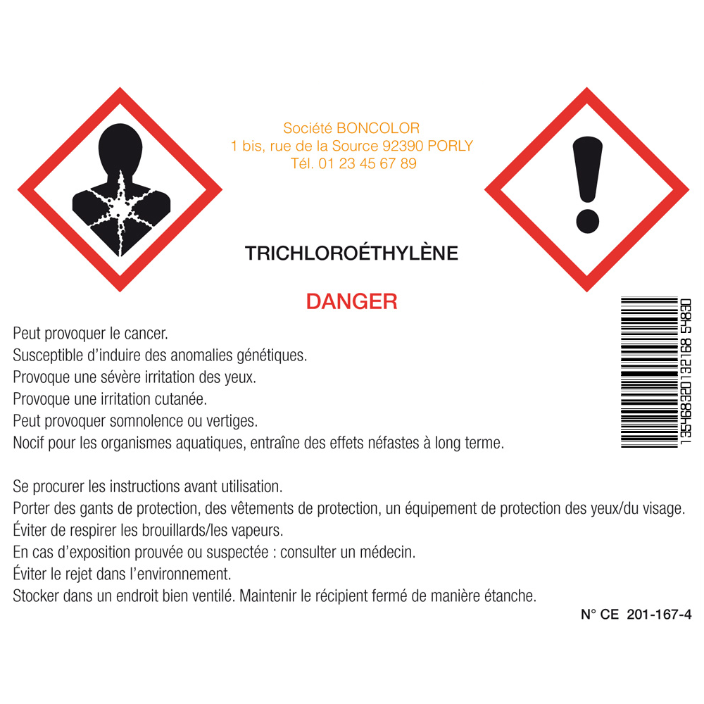 Etiquette pictogramme CLP personnalisée