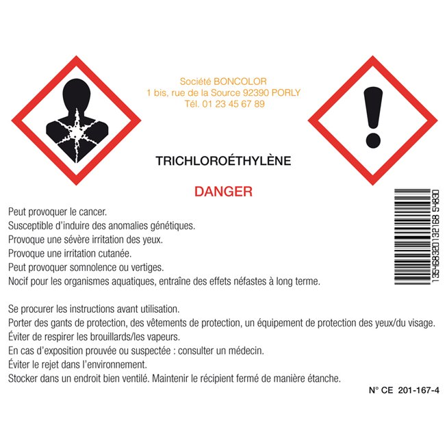 Etiquette pictogramme CLP personnalisée