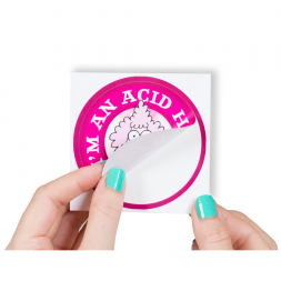 pink promotional self adhesive sticker en