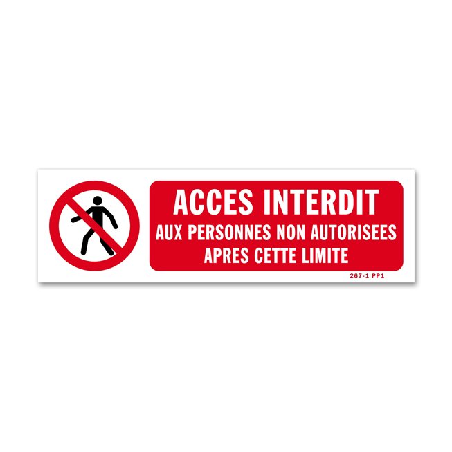Panneau avertissement picto "accès interdit après limite"